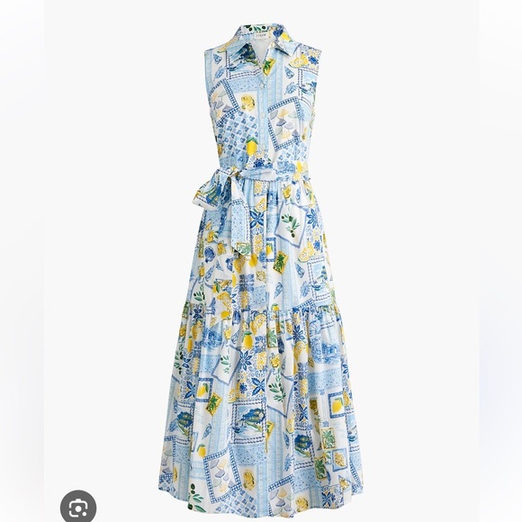 NWT J Crew Factory Collared Lemon Italy Midi Dress 6 SOLD OUT - Picture 2 of 6